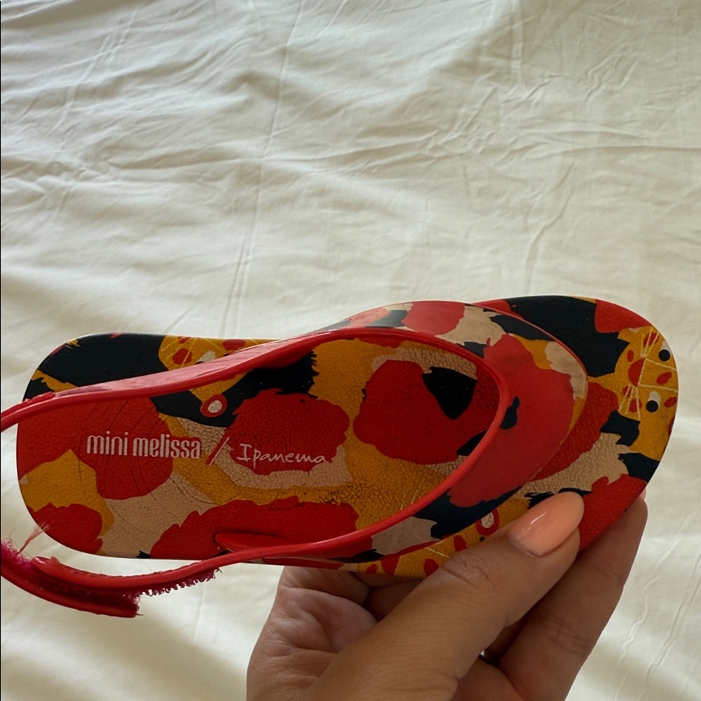 Mini Melissa Red and Black Patterned Sandals